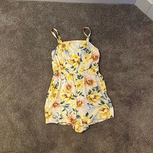 Floral Yellow Romper Dress